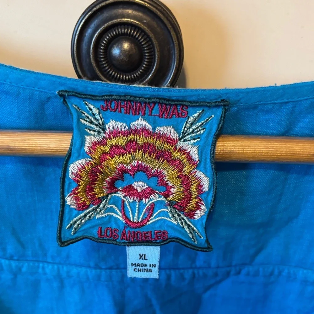 Johnny Was Vibrant Blue Embroidered Blouse - Picture 11 of 16